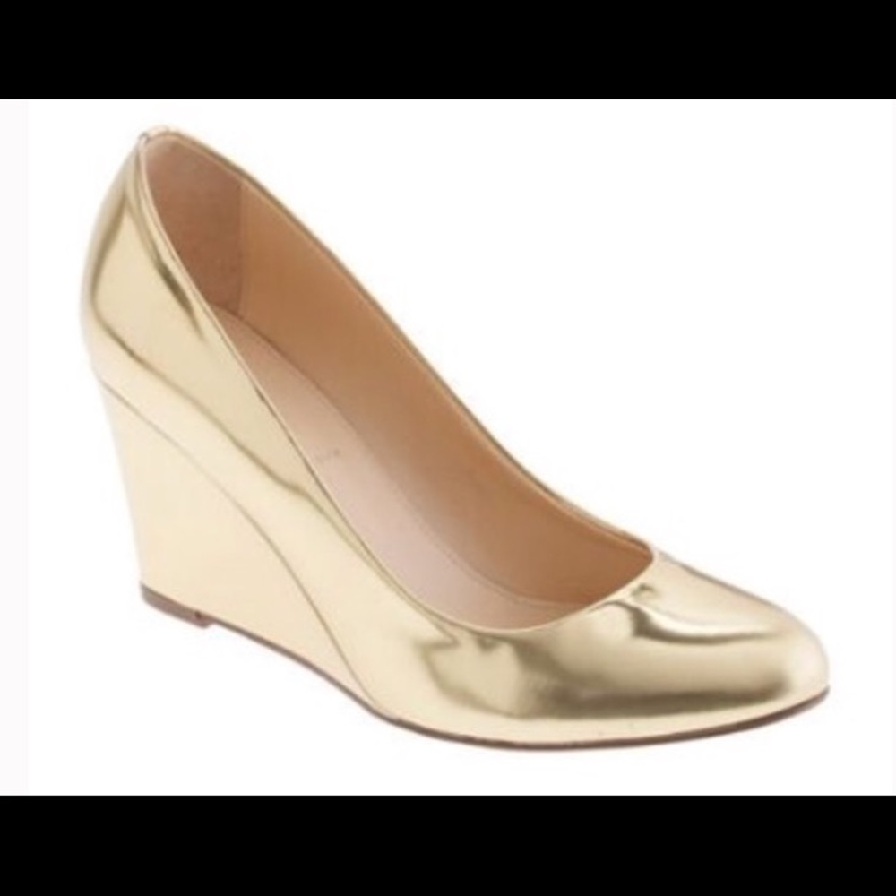 J. Crew Gold Italian wedges heels